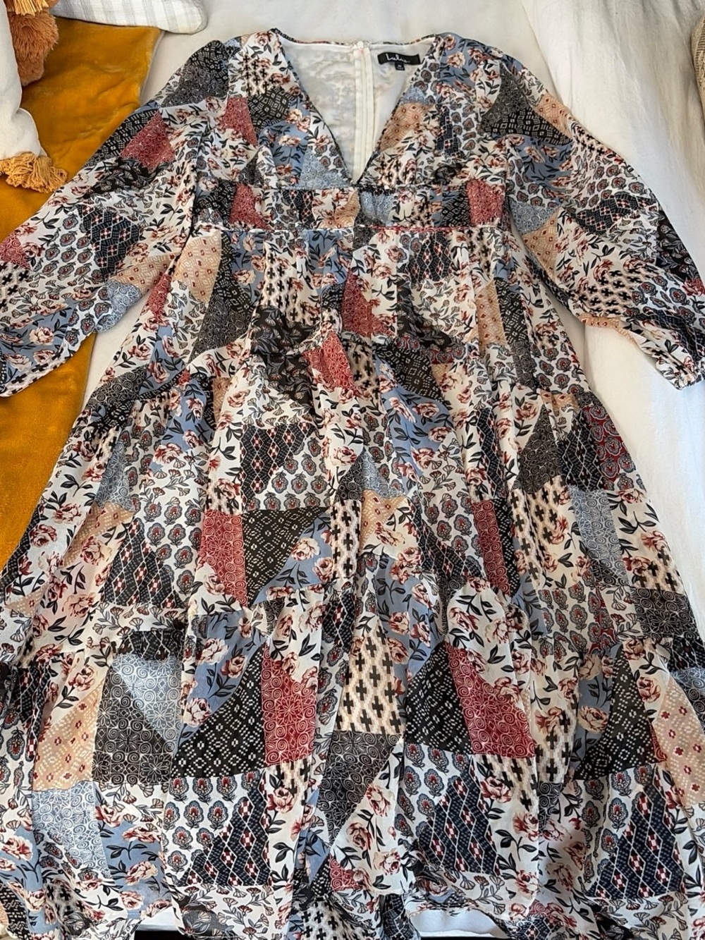 Lulu's Floral Paisley Print midi in Blue, Red, Black